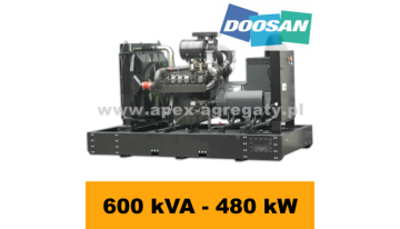 FDF 600 DS - 627 kVA - 570 kW - Agregat Prądotwórczy FOGO zbudowany na silniku  Doosan - zastosowana prądnica - Sincro