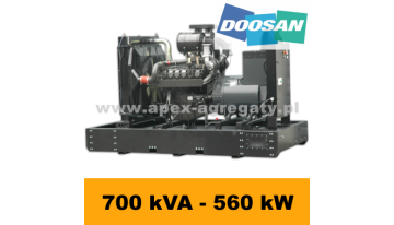 FDF 700 DS - 756 kVA - 687 kW - Agregat Prądotwórczy FOGO zbudowany na silniku  Doosan - zastosowana prądnica - Sincro